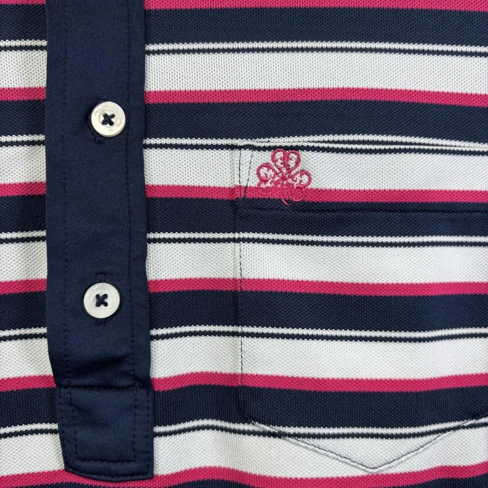 RLX Ralph Lauren Polo Shirt Mens Large Blue Stripe Erin Hills Golf Performance